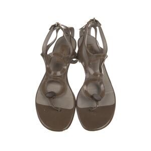 VALENTINO Garavani Brown Patent Leather Thong Gladiator Flat Sandals IT 37 US 7